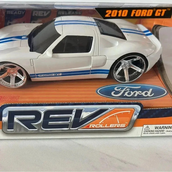 XTR 2010 Ford GT Rev Roller Friction Toy Vehicle Car White/Blue Stripes - Picture 9 of 10